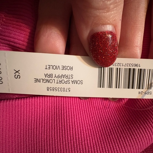 SPORTS BRA PINK SOMA STRAPPY BACK  LONG LINE XS NWT 48.00 - Picture 9 of 11